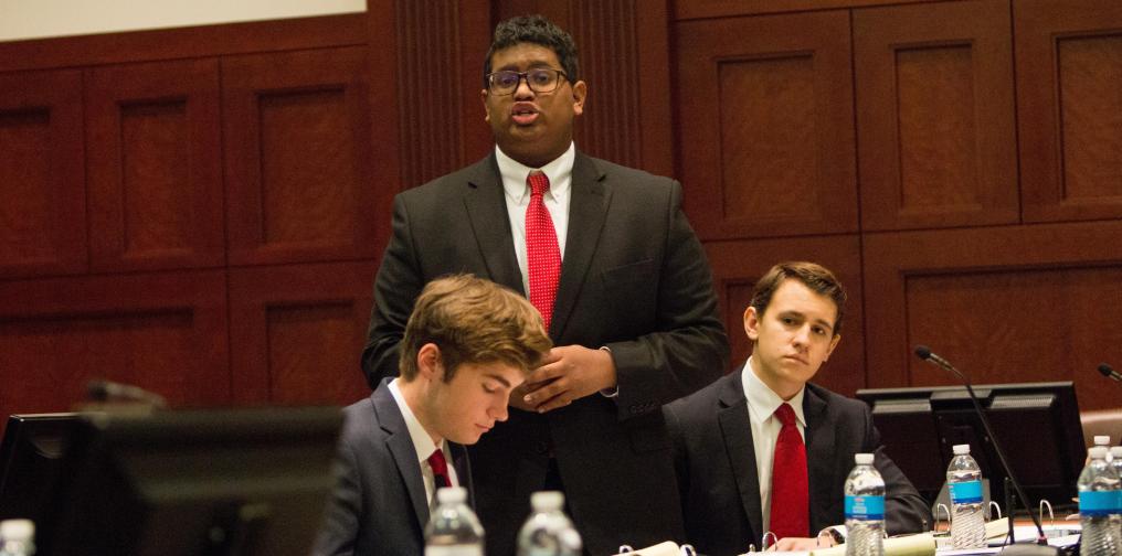 Students compete in the NSBF's Mock Trial Program.