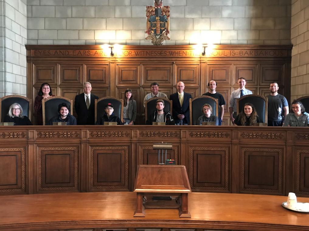 UNL students in the Nebraska Supreme Court Hearing Room.