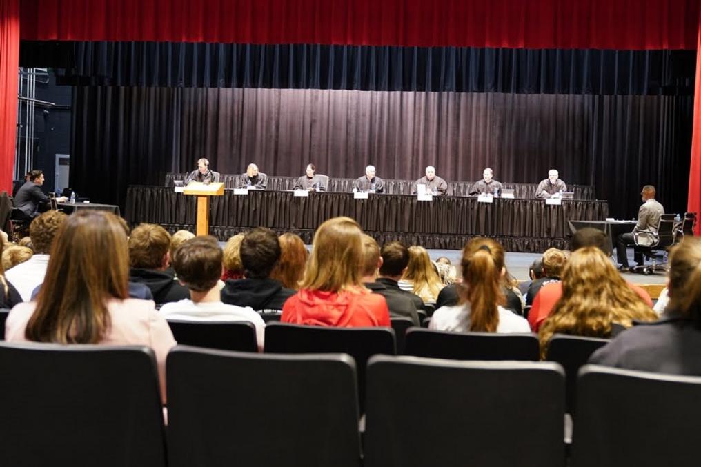 Nebraska Supreme Court Justices listen to the cases.