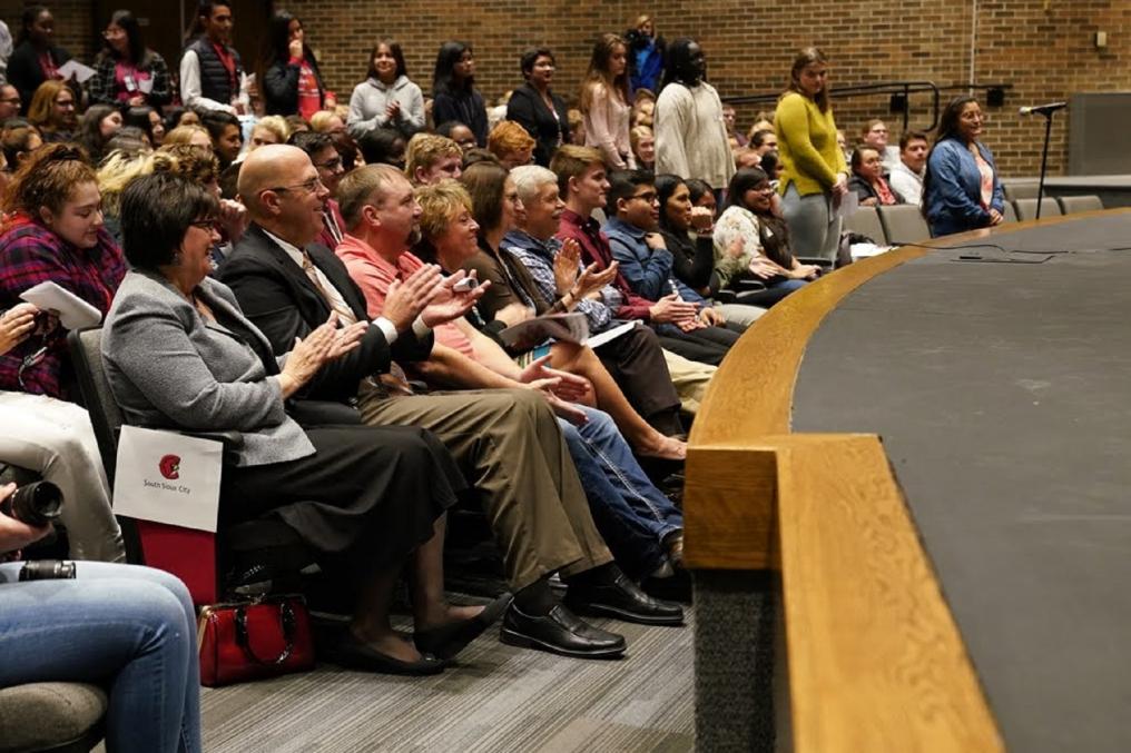 Students were invited to ask questions after hearing the cases. 